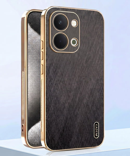 Vivo T5X 5G Premium Electroplated Frame Gold Thread Pattern Soft Case