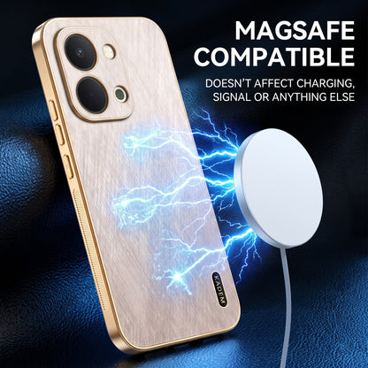 Vivo T5X 5G Premium Electroplated Frame Gold Thread Pattern Soft Case