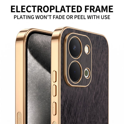 Vivo T5X 5G Premium Electroplated Frame Gold Thread Pattern Soft Case