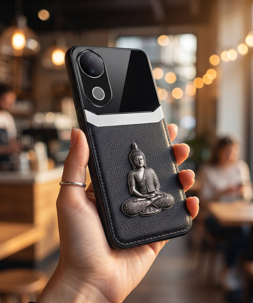 Vivo V50 5G Buddha Spiritual 3D Metal Protective Leather Back Case