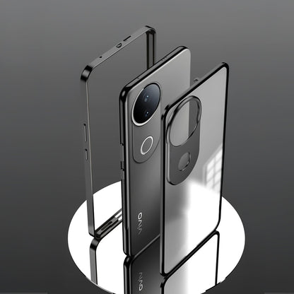 Vivo V50 5G Aluminium Metal Bumper Shield Transparent Back Case