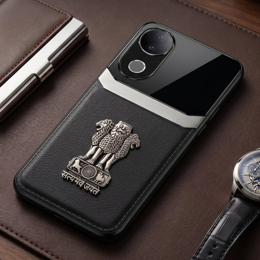 Vivo V50 5G Satyamev Jayate 3D Metal Leather Back Case