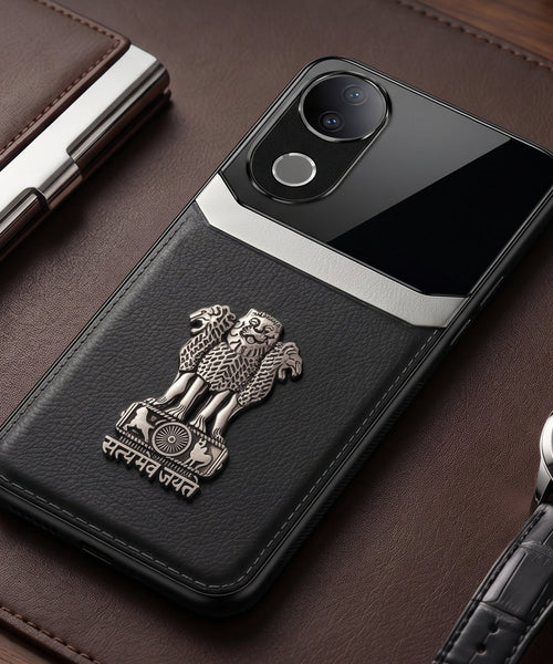 Vivo V50 5G Satyamev Jayate 3D Metal Leather Back Case