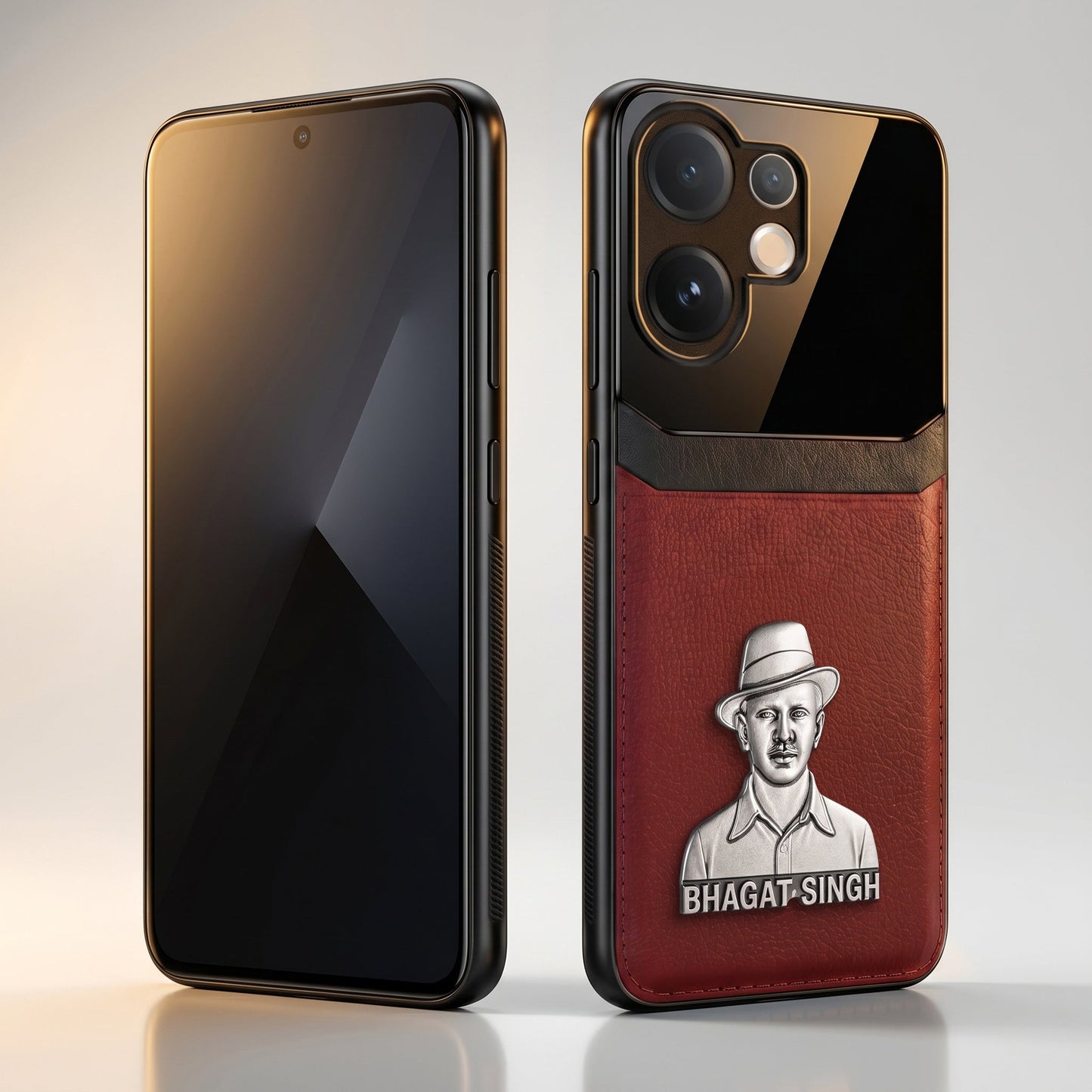 Vivo V60 5G Shaheed Bhagat Singh 3D Metal Leather Back Case