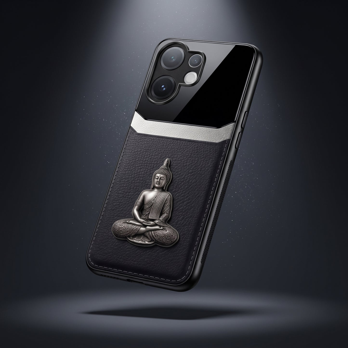Vivo V60 5G Buddha Spiritual 3D Metal Protective Leather Back Case