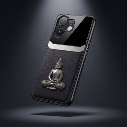 Vivo V60 5G Buddha Spiritual 3D Metal Protective Leather Back Case