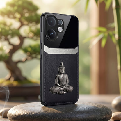 Vivo V60 5G Buddha Spiritual 3D Metal Protective Leather Back Case