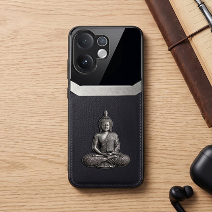 Vivo V60 5G Buddha Spiritual 3D Metal Protective Leather Back Case