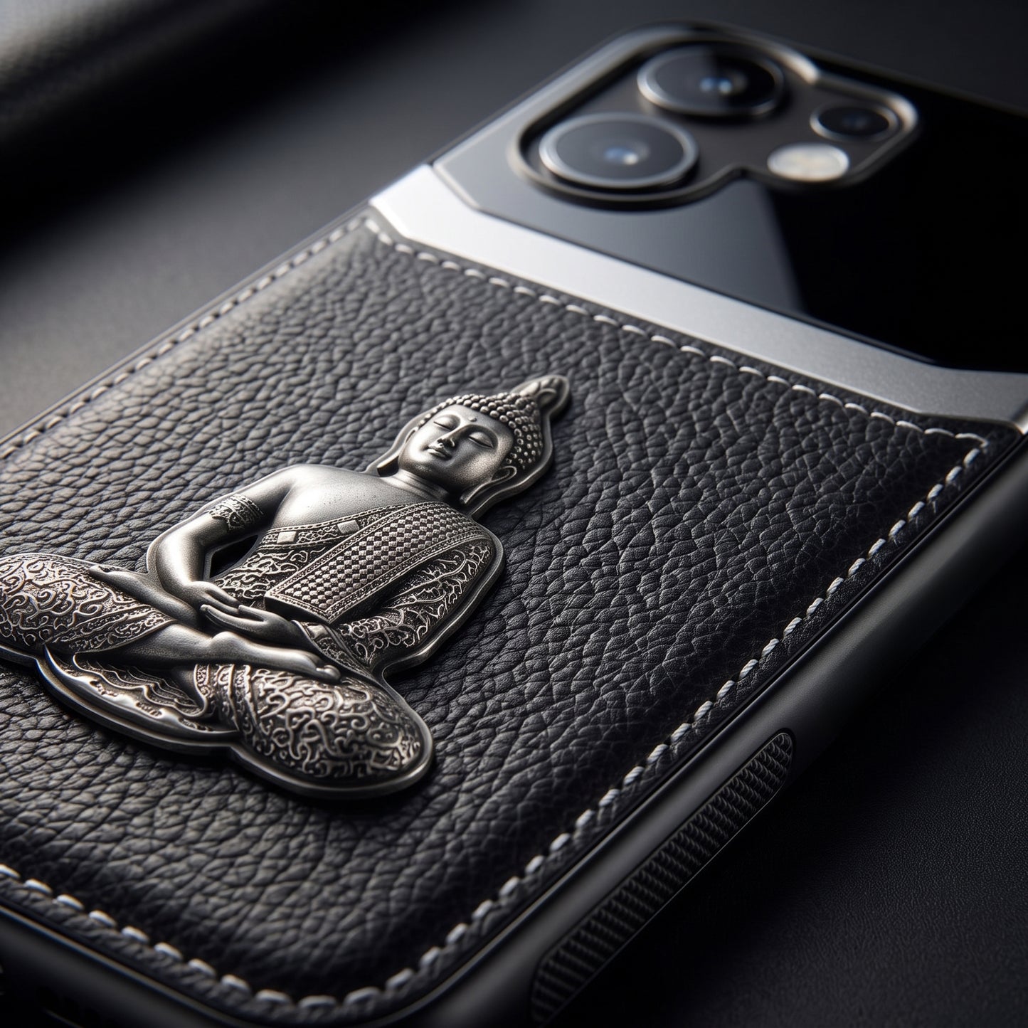 Vivo V60 5G Buddha Spiritual 3D Metal Protective Leather Back Case