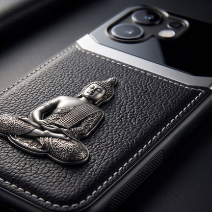 Vivo V60 5G Buddha Spiritual 3D Metal Protective Leather Back Case