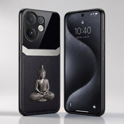 Vivo V60 5G Buddha Spiritual 3D Metal Protective Leather Back Case