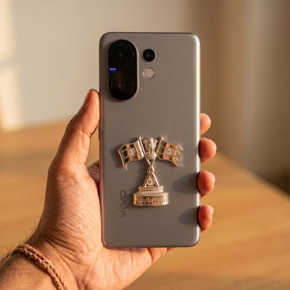 Vivo V60 5G Compatible 3D Indian Metal Flag Emblem Sticker