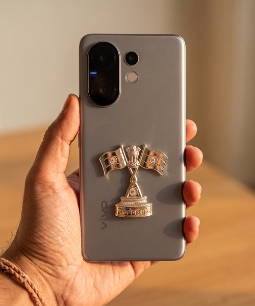Vivo V60 5G Compatible 3D Indian Metal Flag Emblem Sticker