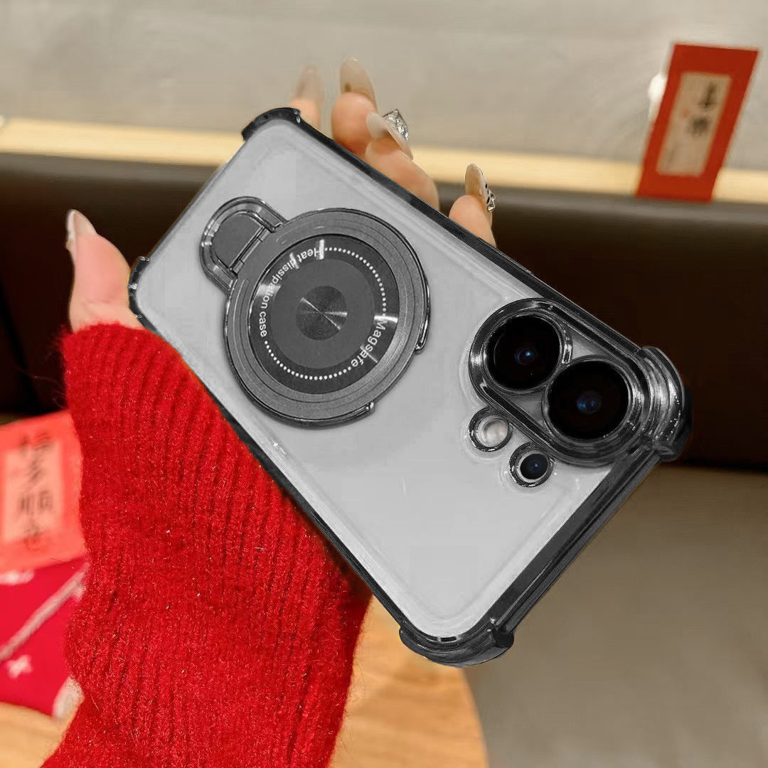 Vivo X200 FE 5G Phone case with camera lens design held by a person wearing a red sleeve.