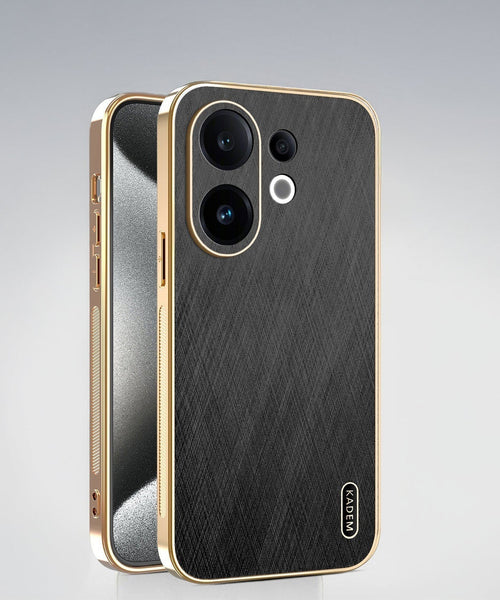 Vivo V60 5G Premium Electroplated Frame Gold Thread Pattern Soft Case