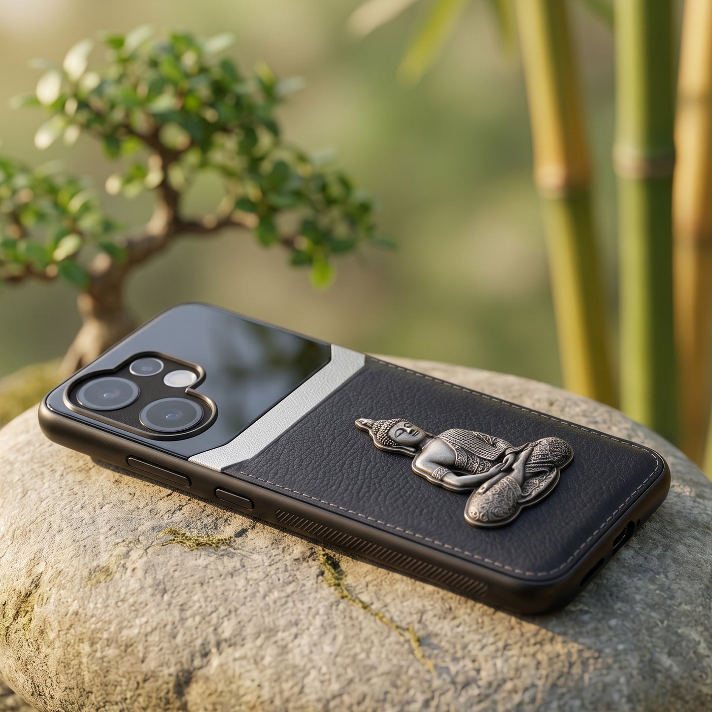 Vivo V60 5G Buddha Spiritual 3D Metal Protective Leather Back Case