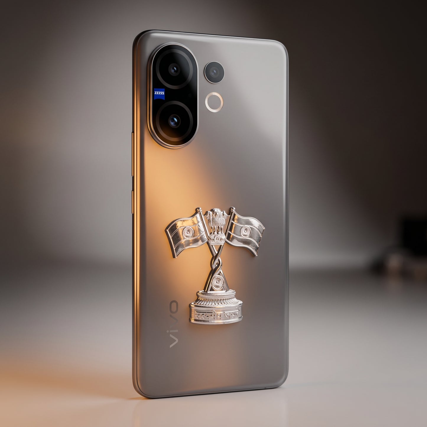 Vivo V60 5G Compatible 3D Indian Metal Flag Emblem Sticker