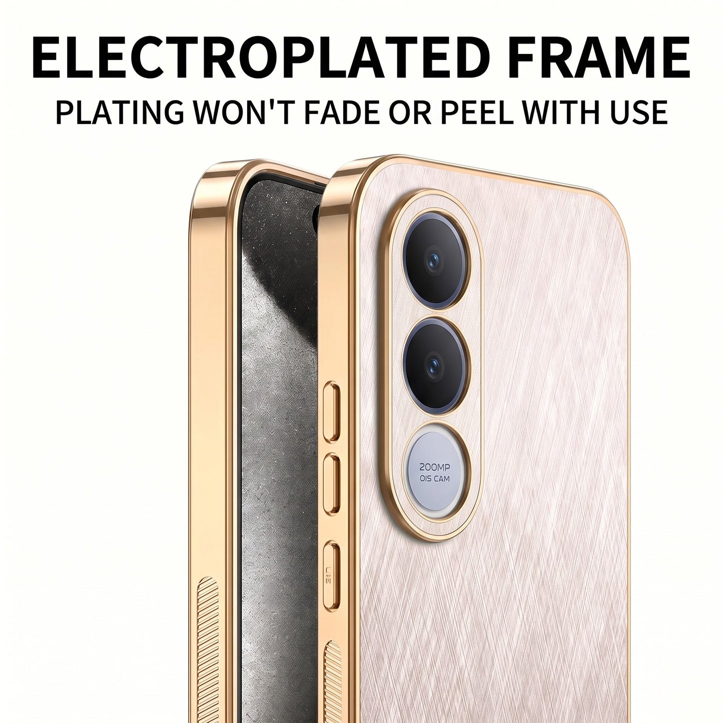 Vivo V70 FE 5G Premium Electroplated Frame Gold Thread Pattern Soft Case