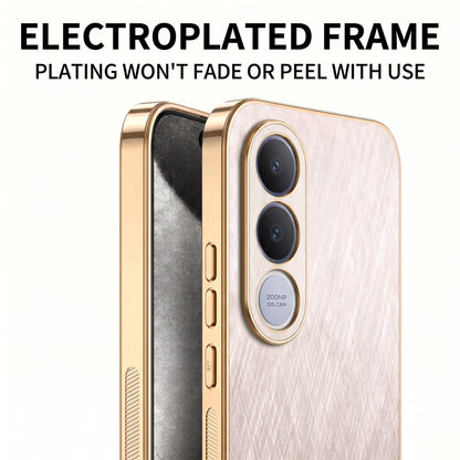 Vivo V70 FE 5G Premium Electroplated Frame Gold Thread Pattern Soft Case
