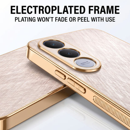 Vivo V70 FE 5G Premium Electroplated Frame Gold Thread Pattern Soft Case