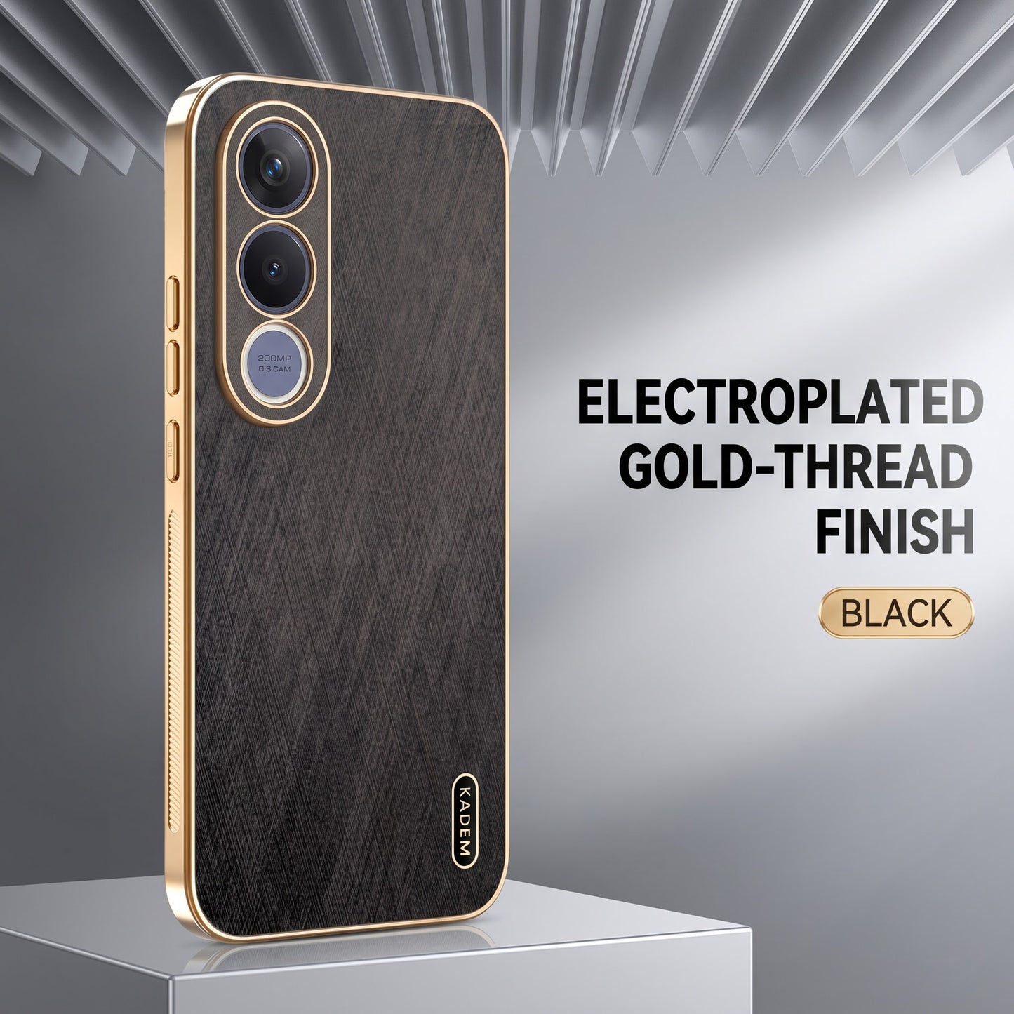 Vivo V70 FE 5G Premium Electroplated Frame Gold Thread Pattern Soft Case