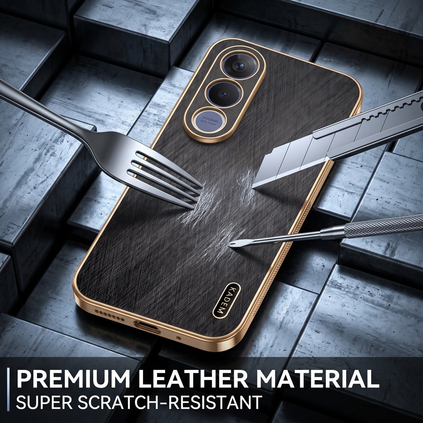 Vivo V70 FE 5G Premium Electroplated Frame Gold Thread Pattern Soft Case