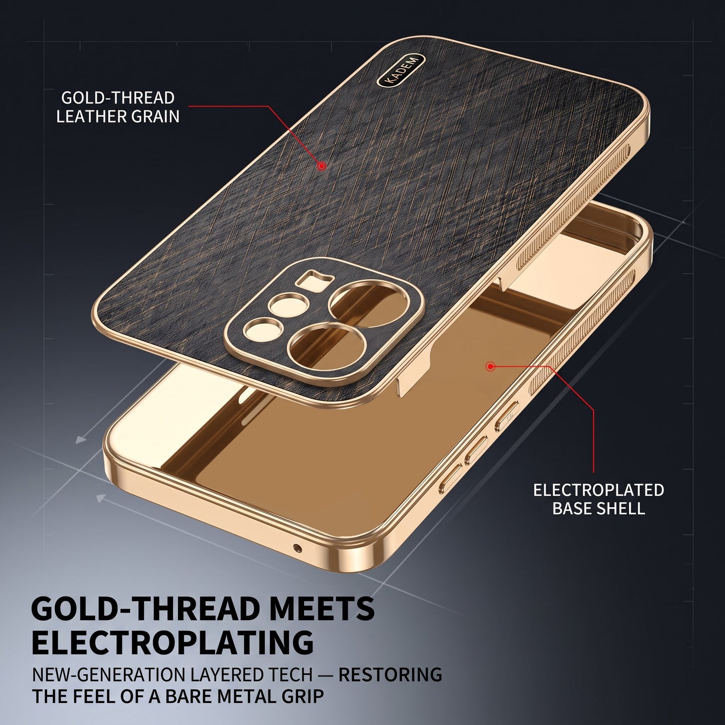 Vivo V70 5G Premium Electroplated Frame Gold Thread Pattern Soft Case