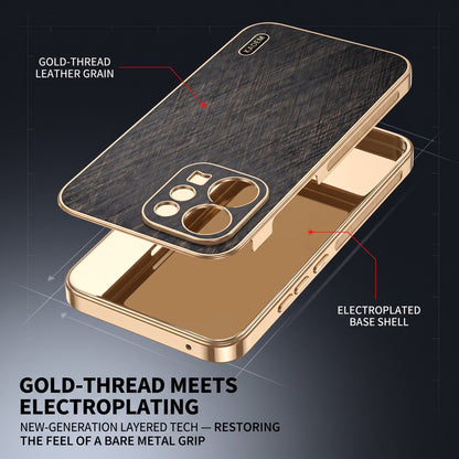 Vivo V70 5G Premium Electroplated Frame Gold Thread Pattern Soft Case