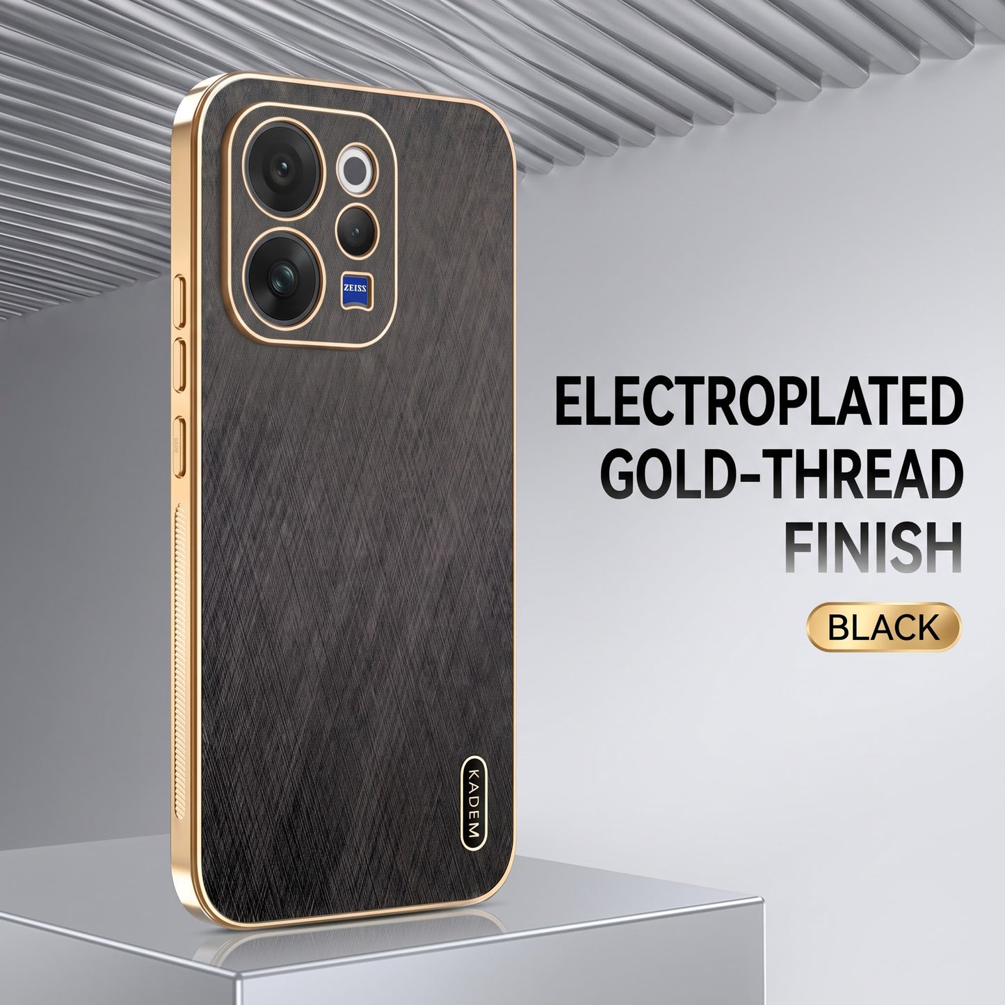 Vivo V70 5G Premium Electroplated Frame Gold Thread Pattern Soft Case