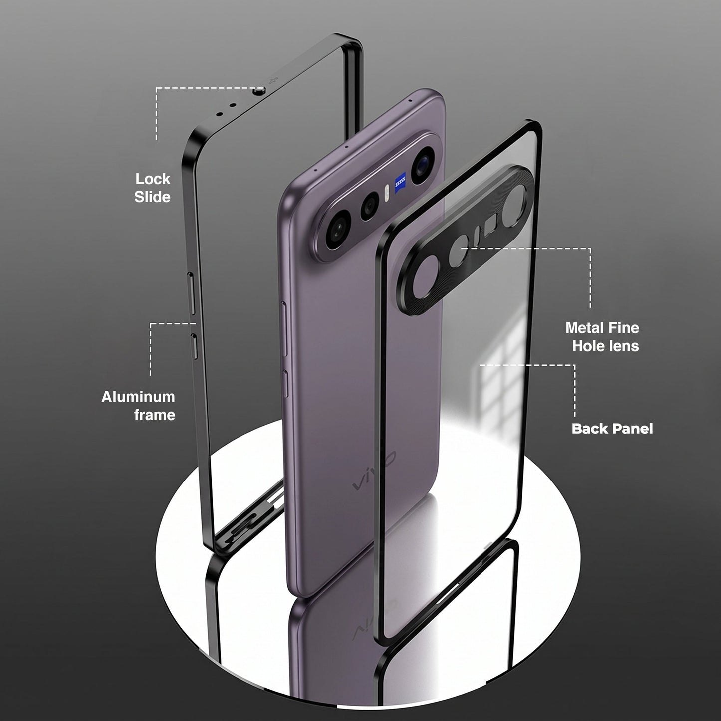 Vivo X300 FE 5G Aluminium Metal Bumper Shield Transparent Back Case