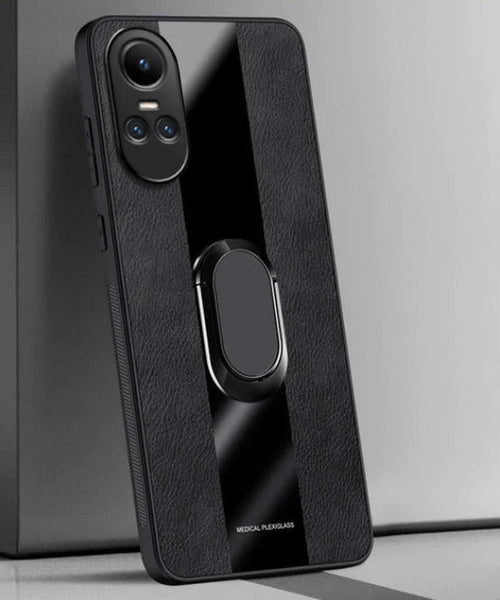 Oppo Reno 10 5G  Premium Leather AutoFocus Ring Case