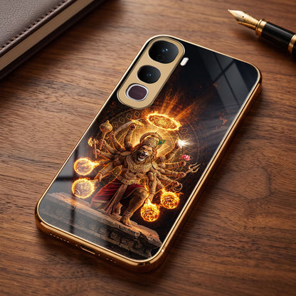 Vivo Y400 Pro 5G Lord Narasimha Gold Electroplated Glass Phone Back Case