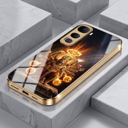 Vivo Y400 Pro 5G Lord Narasimha Gold Electroplated Glass Phone Back Case