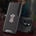 Vivo Y58 5G Metal Satyamev Jayate 2-in-1 Emblem Half-Window Leather Flip Case