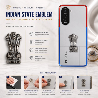 Poco M7 Plus 5G Compatible Satyamev Jayate 3D Metal Emblem Sticker