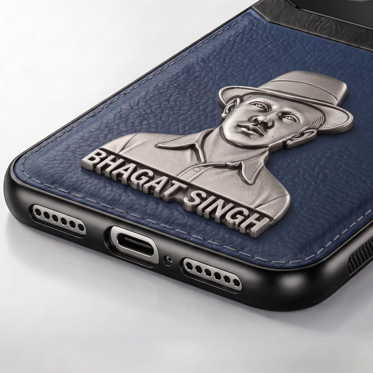 Vivo Y28 5G Shaheed Bhagat Singh 3D Metal Leather Back Case