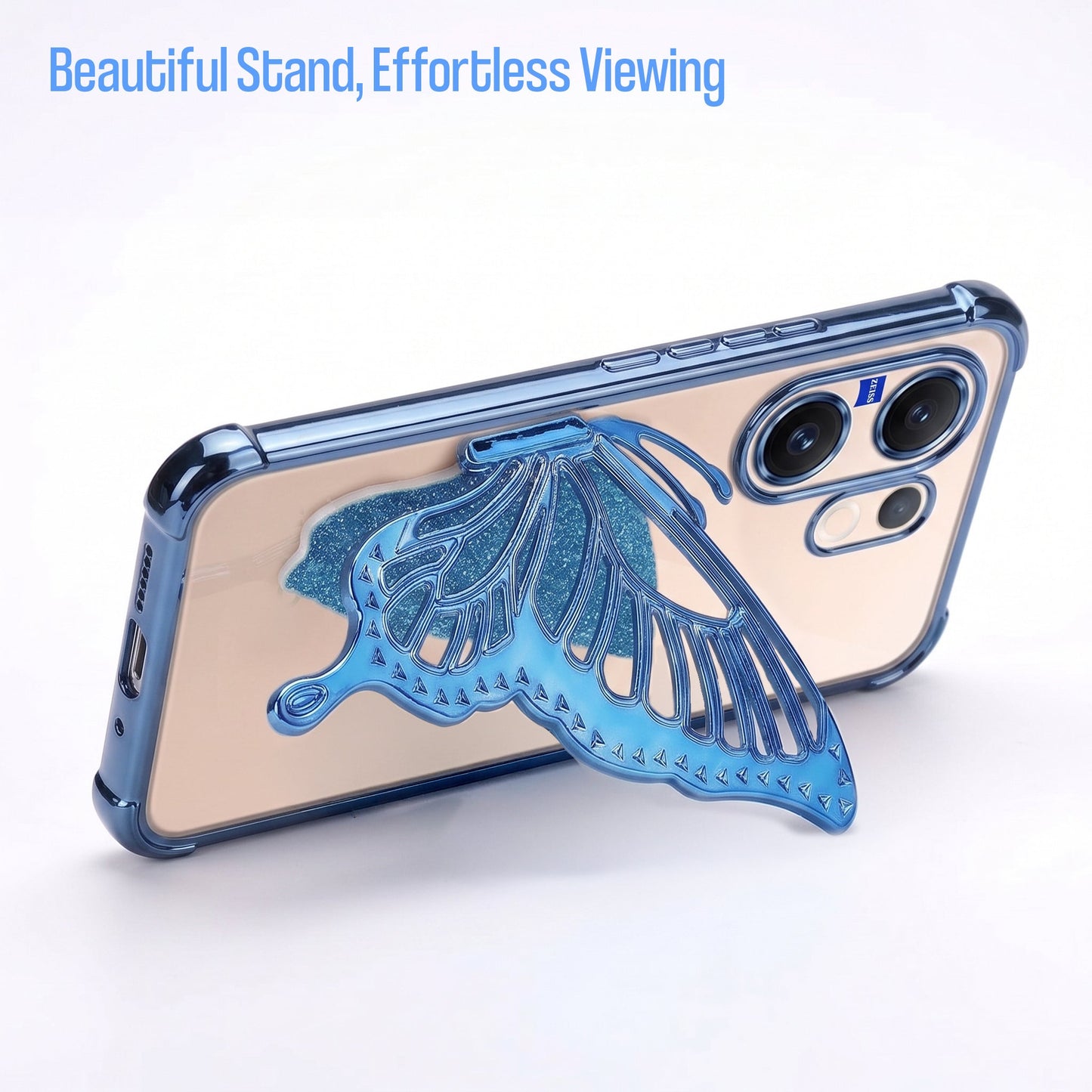 Vivo V60 5G Premium Butterfly Glitter Transparent Shockproof Airbag Phone Case
