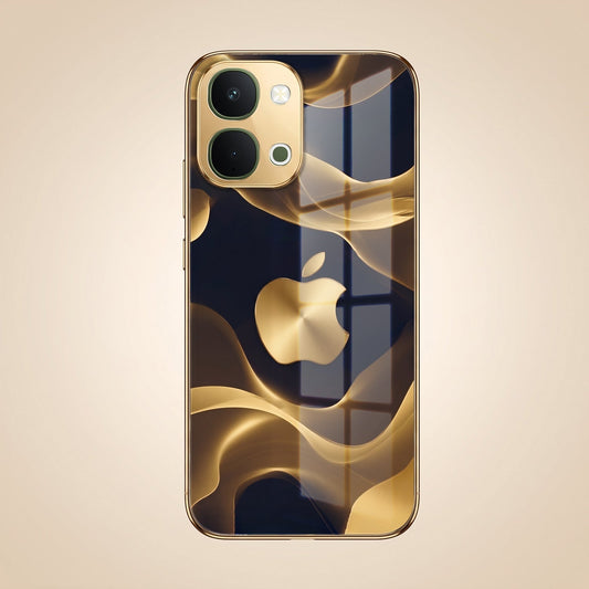 Vivo T5X 5G Luxury Wave Gold Electroplated Glass Phone Back Case