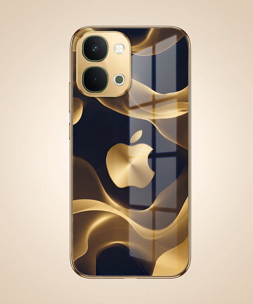 Vivo T5X 5G Luxury Wave Gold Electroplated Glass Phone Back Case