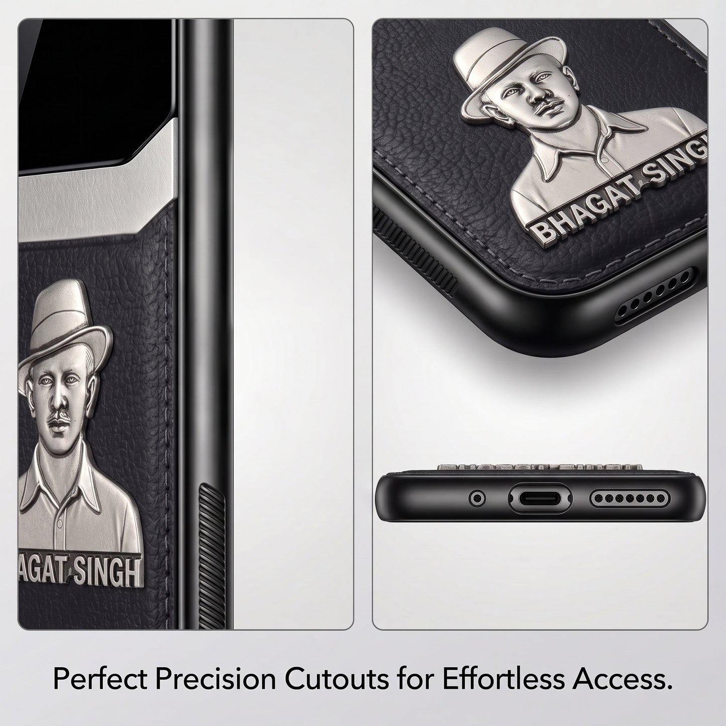 Vivo Y200e 5G Shaheed Bhagat Singh 3D Metal Leather Back Case