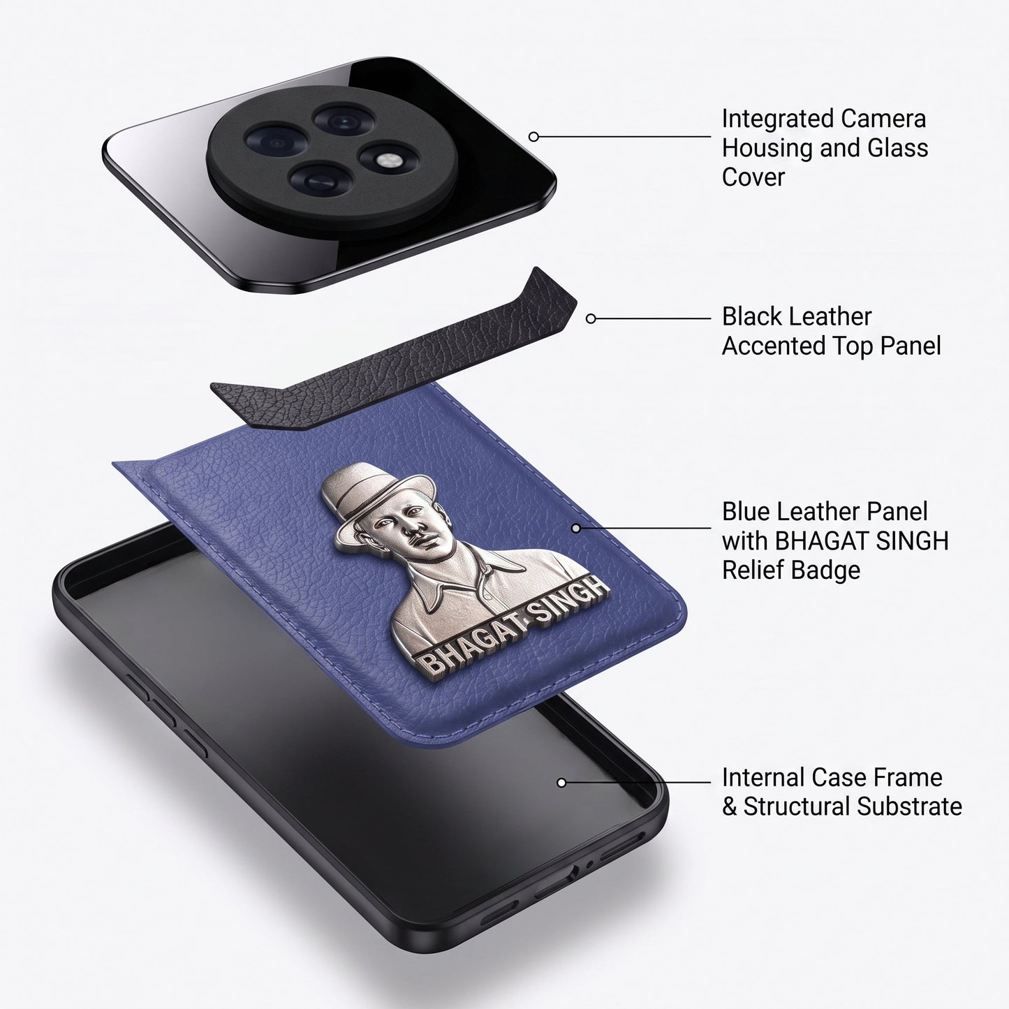 Oppo F31 Pro+ 5G Shaheed Bhagat Singh 3D Metal Leather Back Case