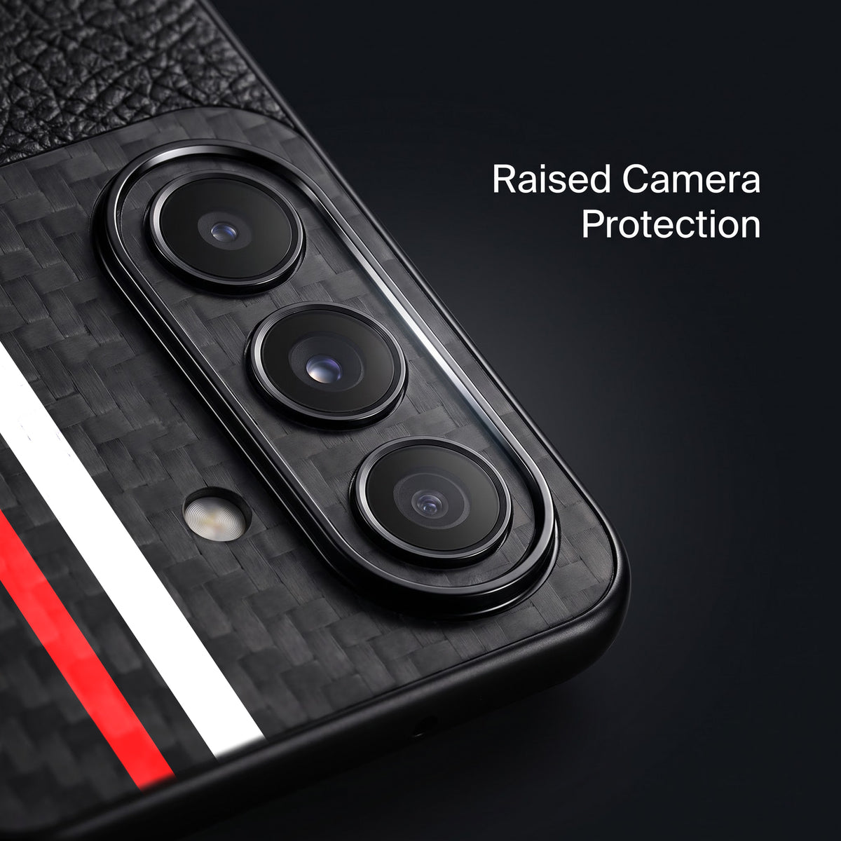 Samsung Galaxy A37 5G Sporty Stripe Focus Carbon Fiber Leather Hybrid Back Case