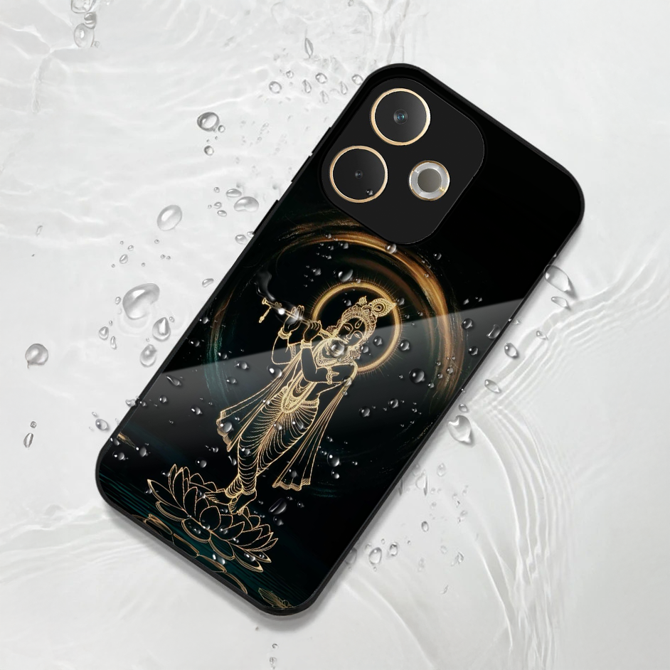 Oppo A5 Pro 5G Premium Acrylic Shockproof Glass Back Case (Krishna Flute)