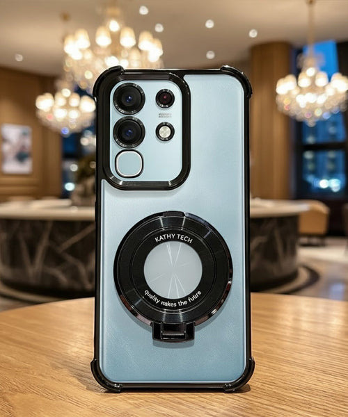 Vivo T4x 5G Original Luxury Magnifier Ring Stand Shockproof Airbags Corner Case