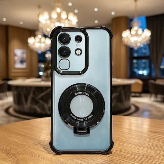 Vivo T4x 5G Original Luxury Magnifier Ring Stand Shockproof Airbags Corner Case