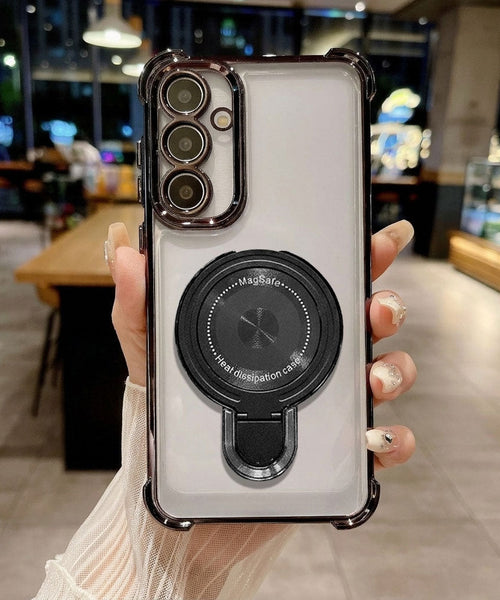 Samsung Galaxy M56 5G Luxury Four Corner Invincible Bracket Ring Stand Case