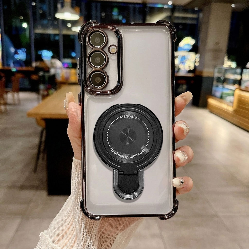 Samsung Galaxy A56 5G Luxury Four Corner Invincible Bracket Ring Stand Case
