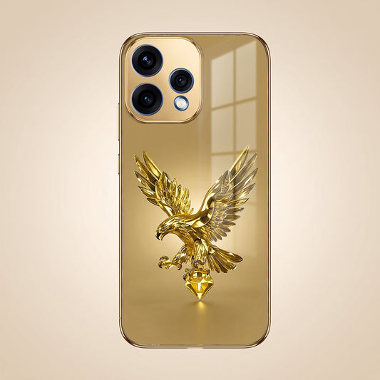 Oppo Reno 15 5G Golden Eagle Gold Electroplated Glass Phone Back Case