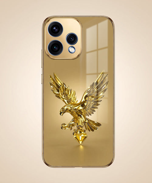 Oppo Reno 15 5G Golden Eagle Gold Electroplated Glass Phone Back Case
