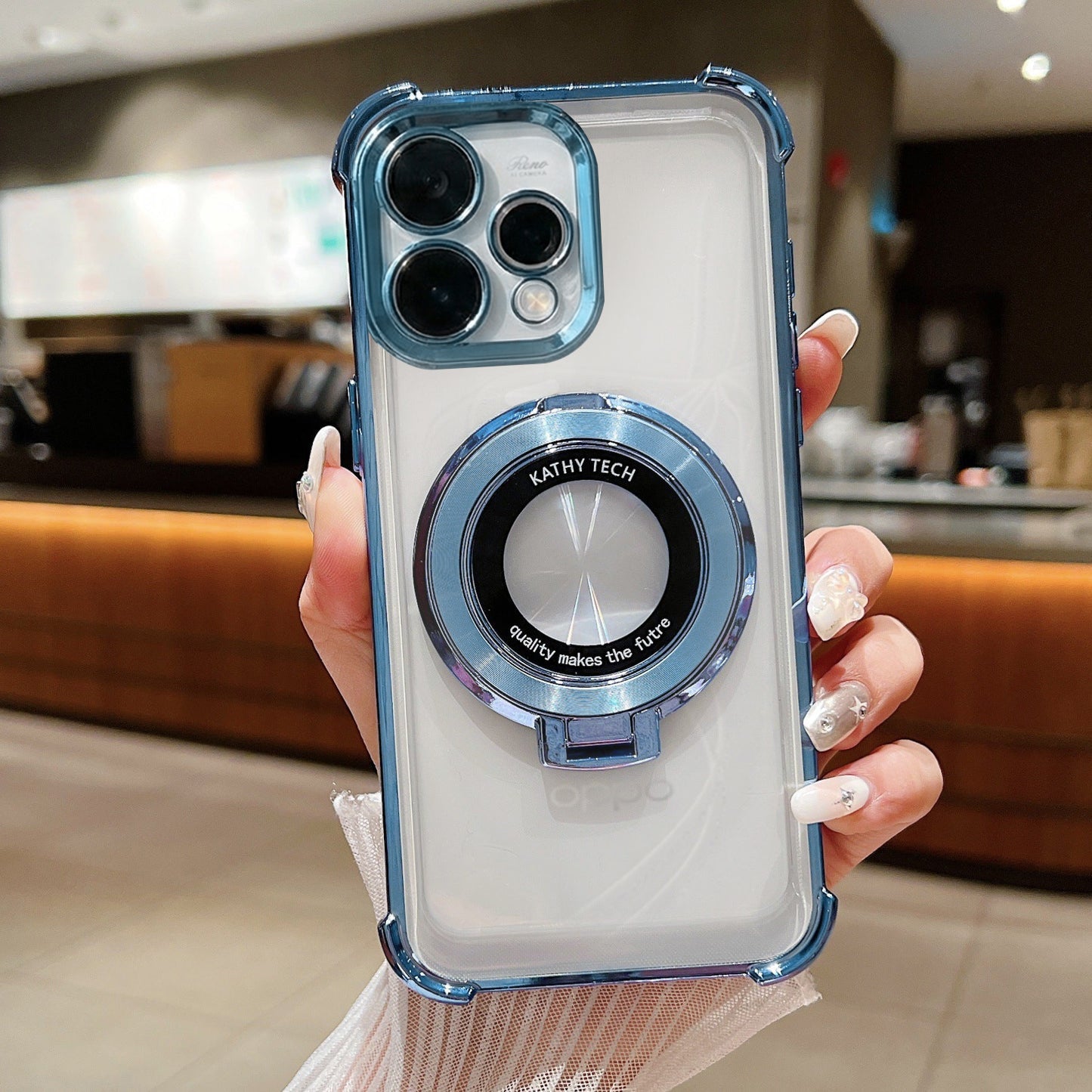 Oppo Reno 15 5G Original Luxury Magnifier Ring Stand Shockproof Airbags Corner Case